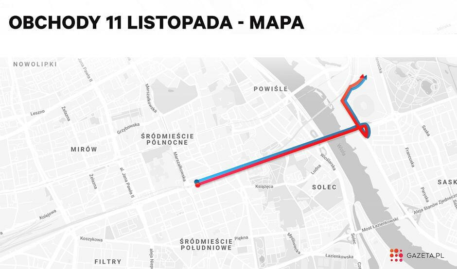 Традиционный маршрут марша в Варшаве